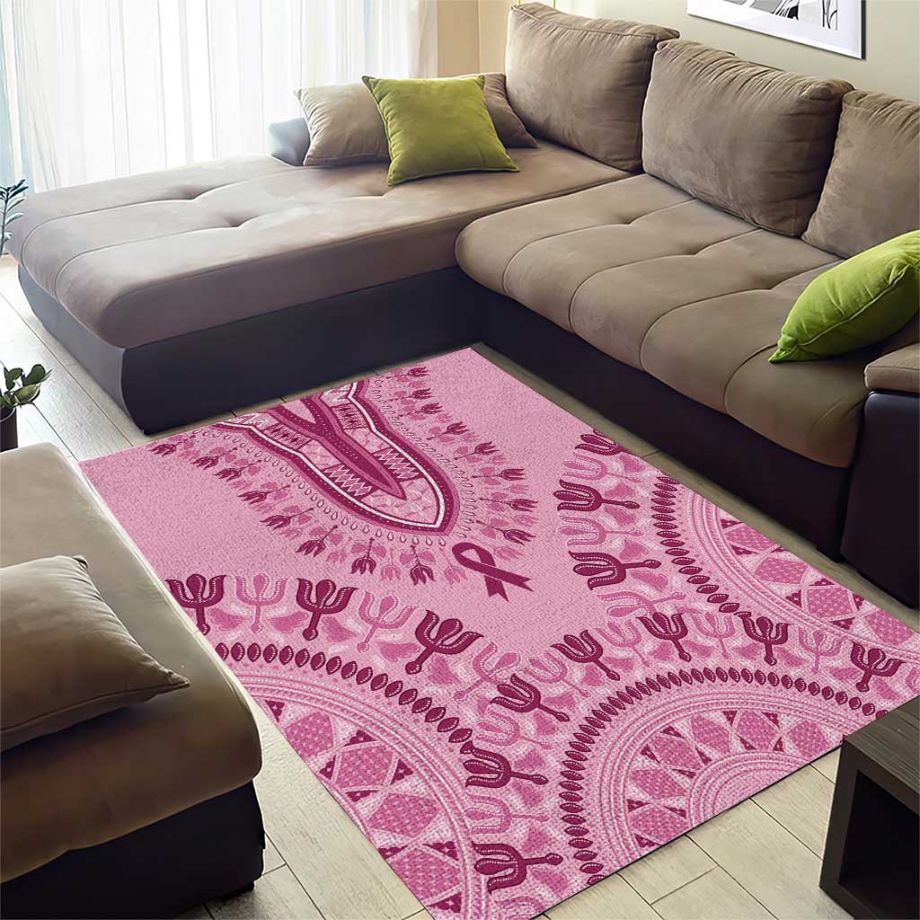 Afro Breast Cancer Awareness Dashiki Area Rug Glamorous Pink LT7