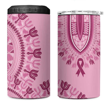 Afro Breast Cancer Awareness Dashiki 4 in 1 Can Cooler Tumbler Glamorous Pink LT7