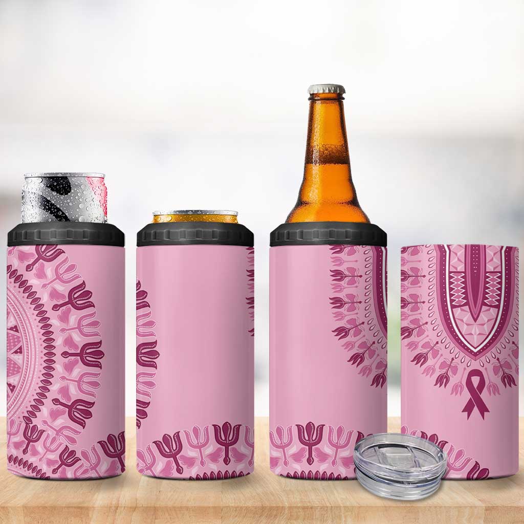 Afro Breast Cancer Awareness Dashiki 4 in 1 Can Cooler Tumbler Glamorous Pink LT7