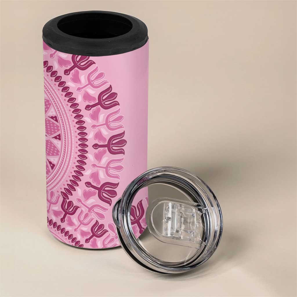 Afro Breast Cancer Awareness Dashiki 4 in 1 Can Cooler Tumbler Glamorous Pink LT7