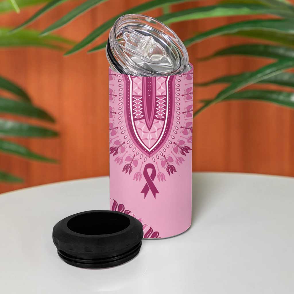 Afro Breast Cancer Awareness Dashiki 4 in 1 Can Cooler Tumbler Glamorous Pink LT7