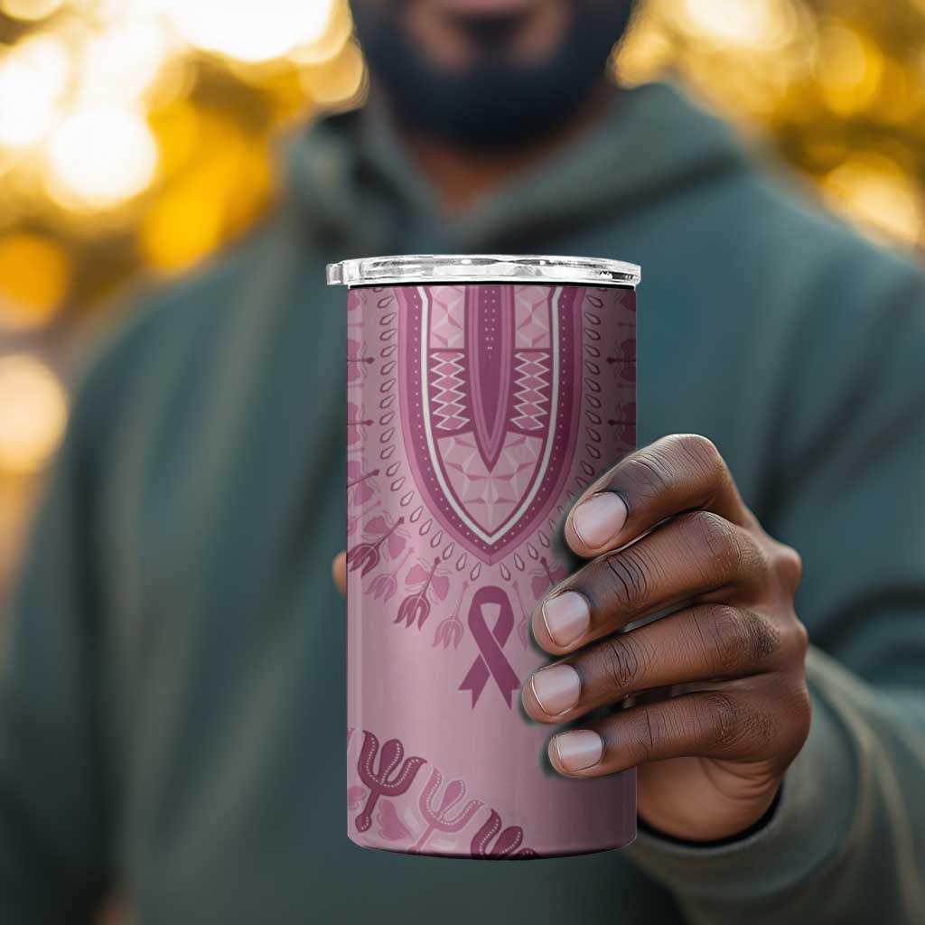 Afro Breast Cancer Awareness Dashiki 4 in 1 Can Cooler Tumbler Glamorous Pink LT7