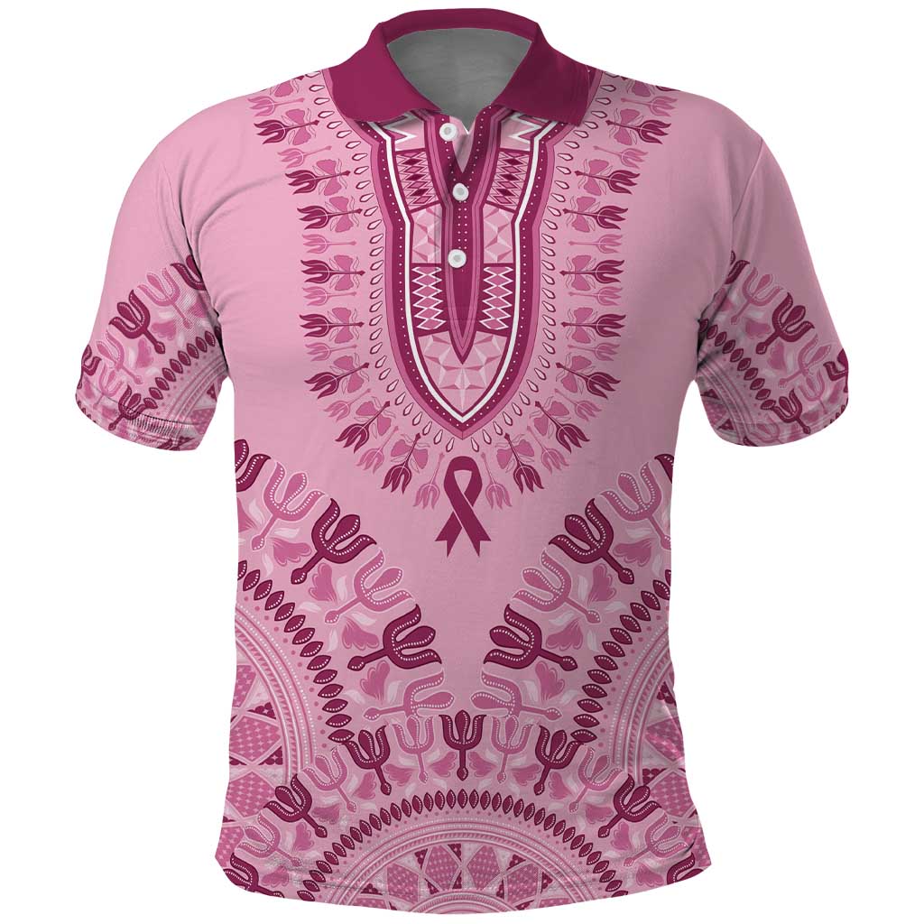 Dashiki Glamorous Pink Polo Shirt Breast Cancer Awareness LT7