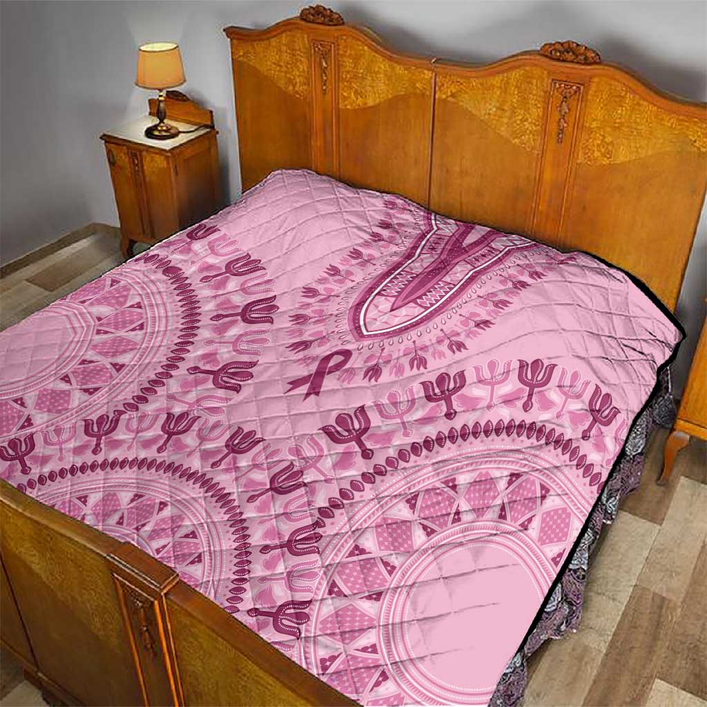 Afro Breast Cancer Awareness Dashiki Quilt Glamorous Pink LT7