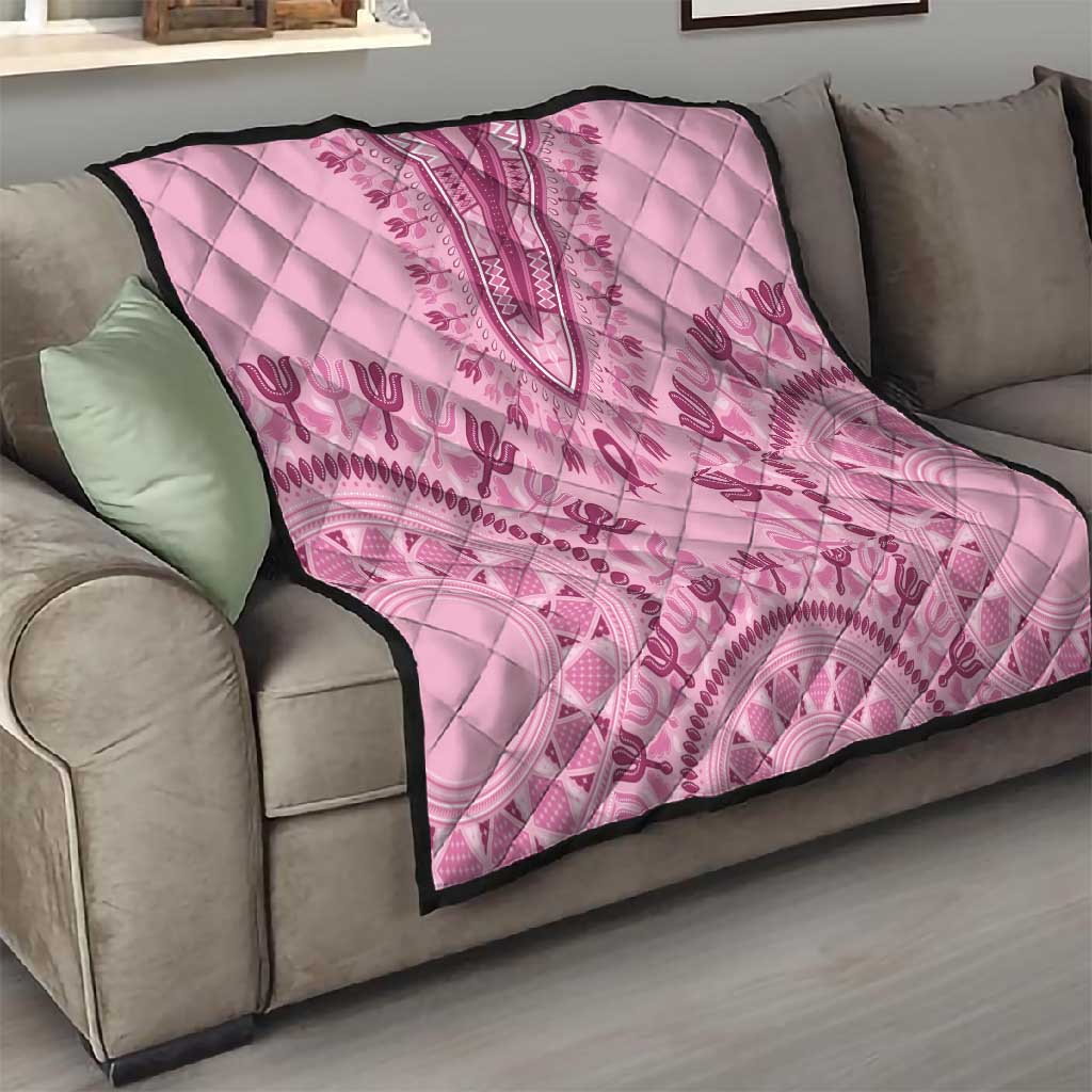 Afro Breast Cancer Awareness Dashiki Quilt Glamorous Pink LT7