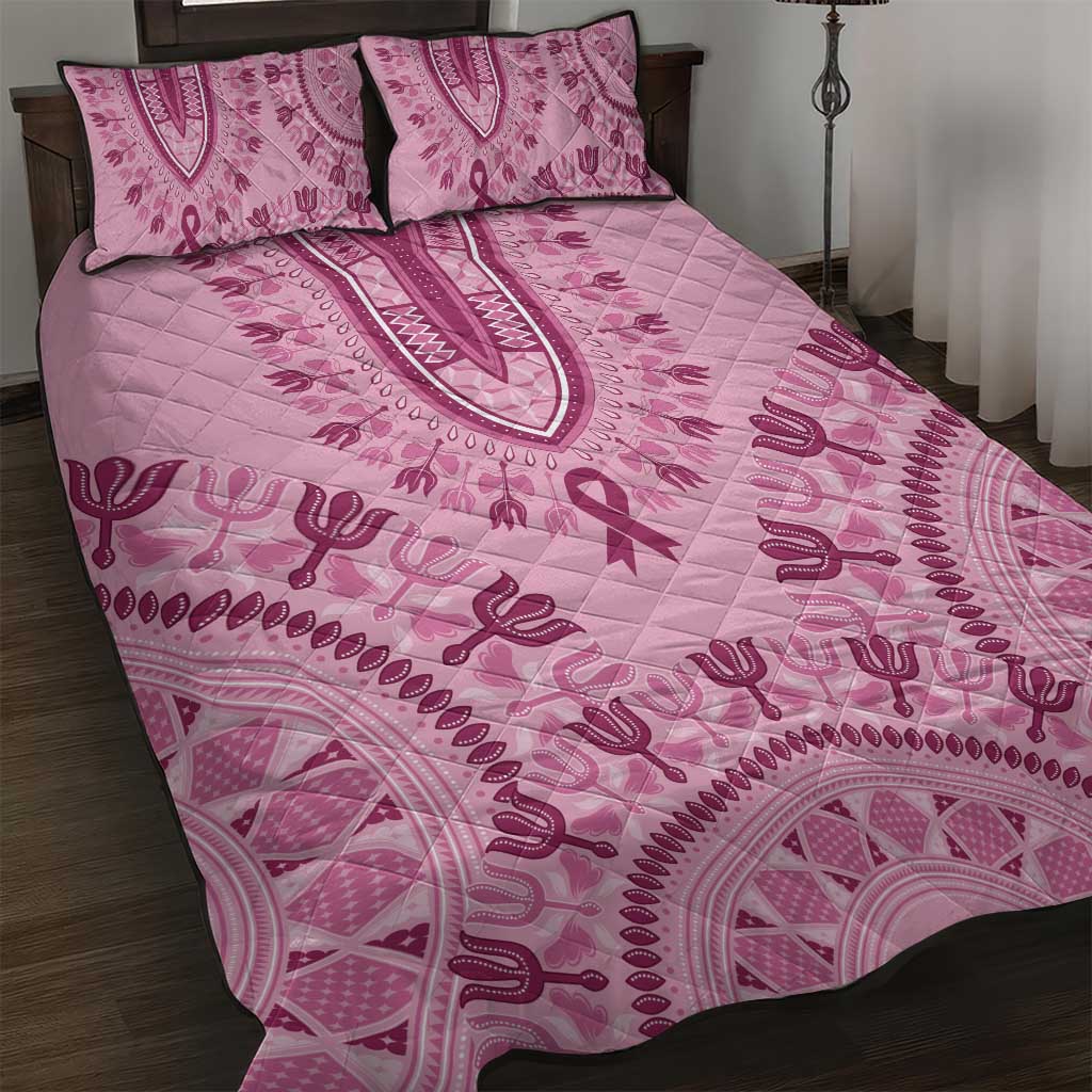 Afro Breast Cancer Awareness Dashiki Quilt Bed Set Glamorous Pink LT7