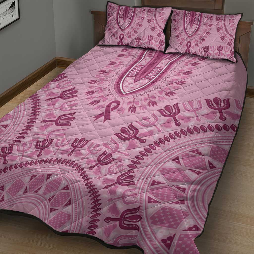 Afro Breast Cancer Awareness Dashiki Quilt Bed Set Glamorous Pink LT7
