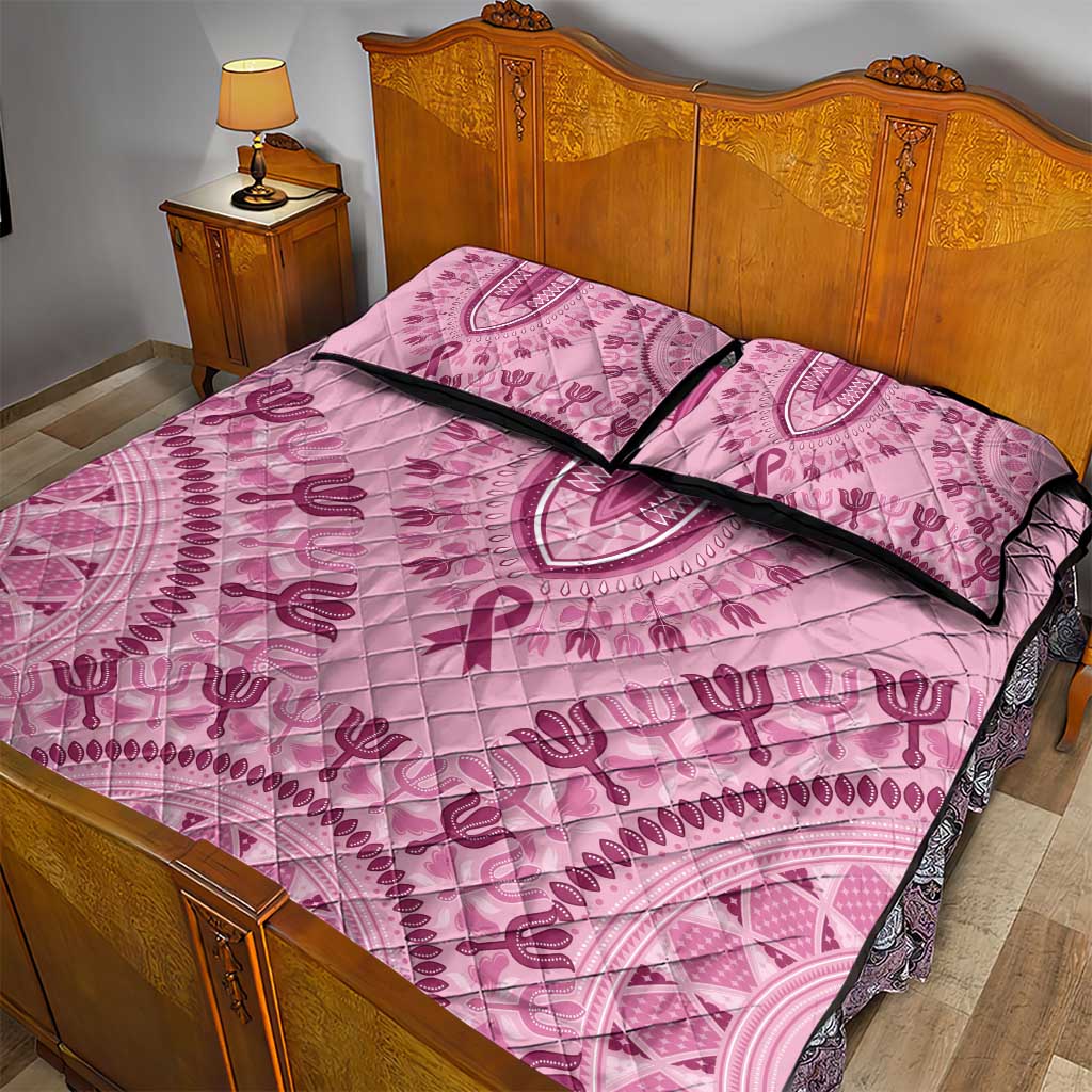 Afro Breast Cancer Awareness Dashiki Quilt Bed Set Glamorous Pink LT7