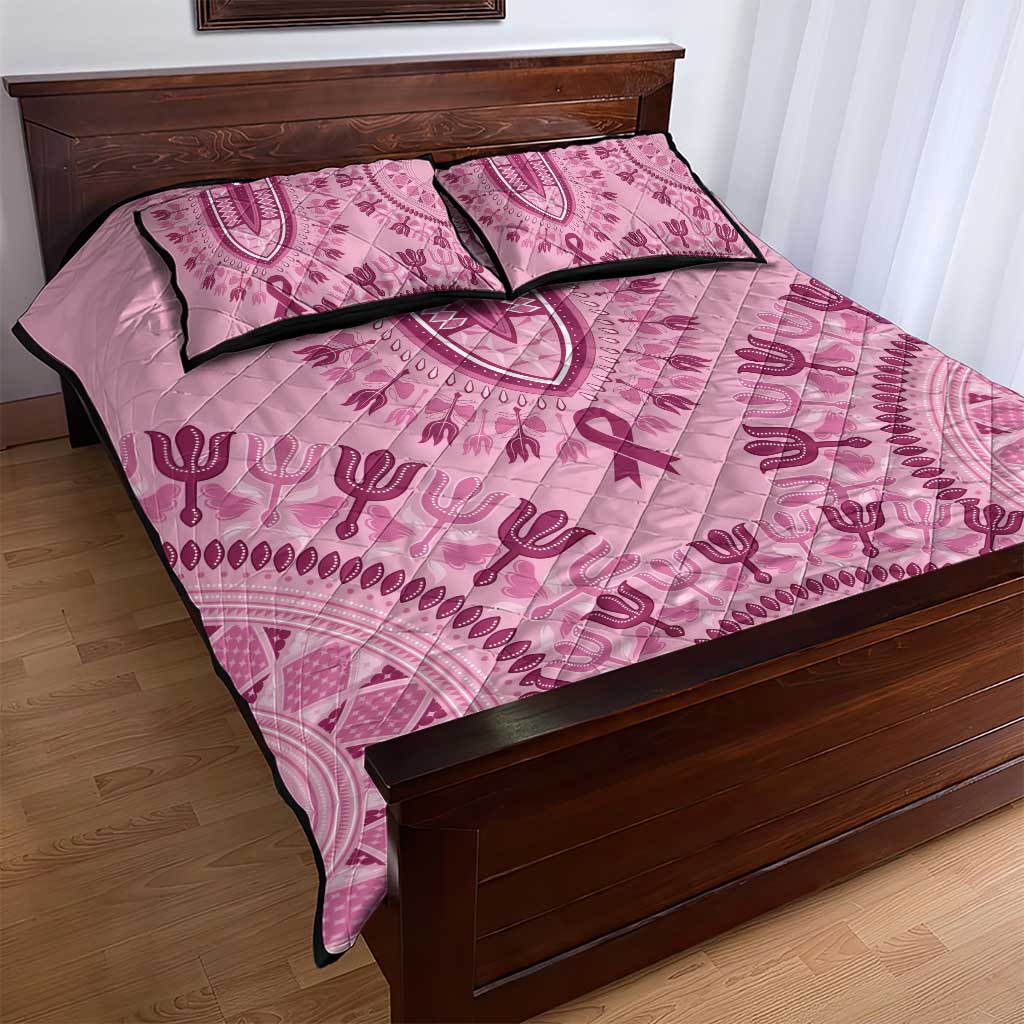 Afro Breast Cancer Awareness Dashiki Quilt Bed Set Glamorous Pink LT7