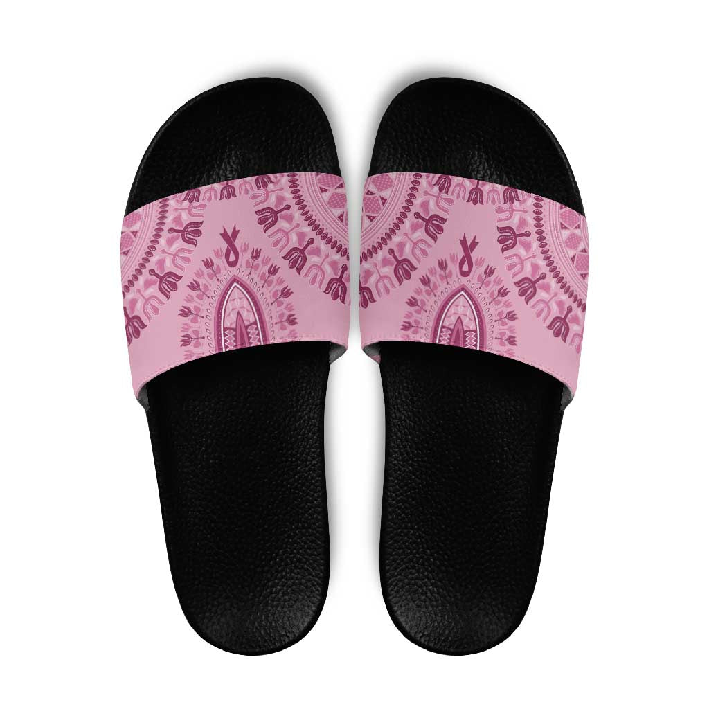 Dashiki Glamorous Pink Slide Sandals Breast Cancer Awareness LT7