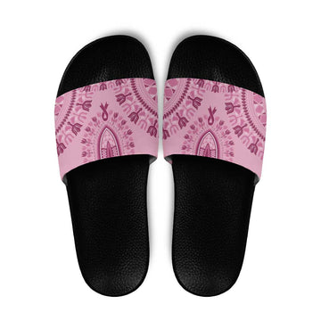 Dashiki Glamorous Pink Slide Sandals Breast Cancer Awareness LT7