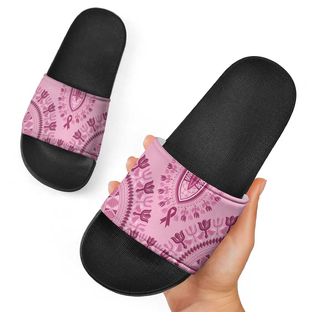 Dashiki Glamorous Pink Slide Sandals Breast Cancer Awareness LT7