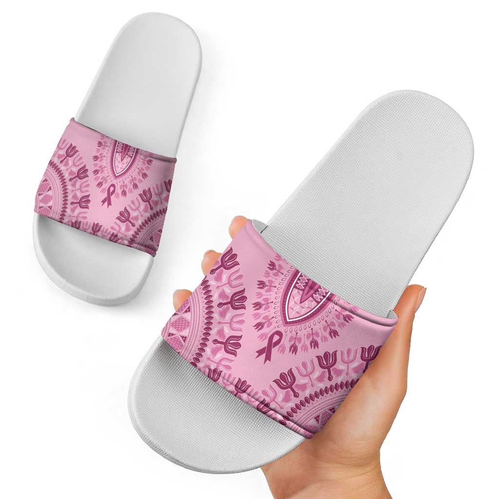 Dashiki Glamorous Pink Slide Sandals Breast Cancer Awareness LT7