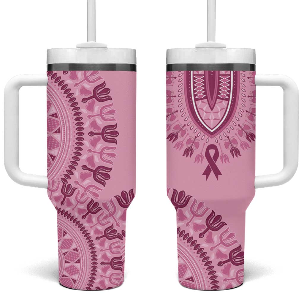 Afro Breast Cancer Awareness Dashiki Tumbler With Handle Glamorous Pink LT7