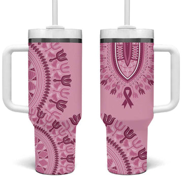 Afro Breast Cancer Awareness Dashiki Tumbler With Handle Glamorous Pink LT7