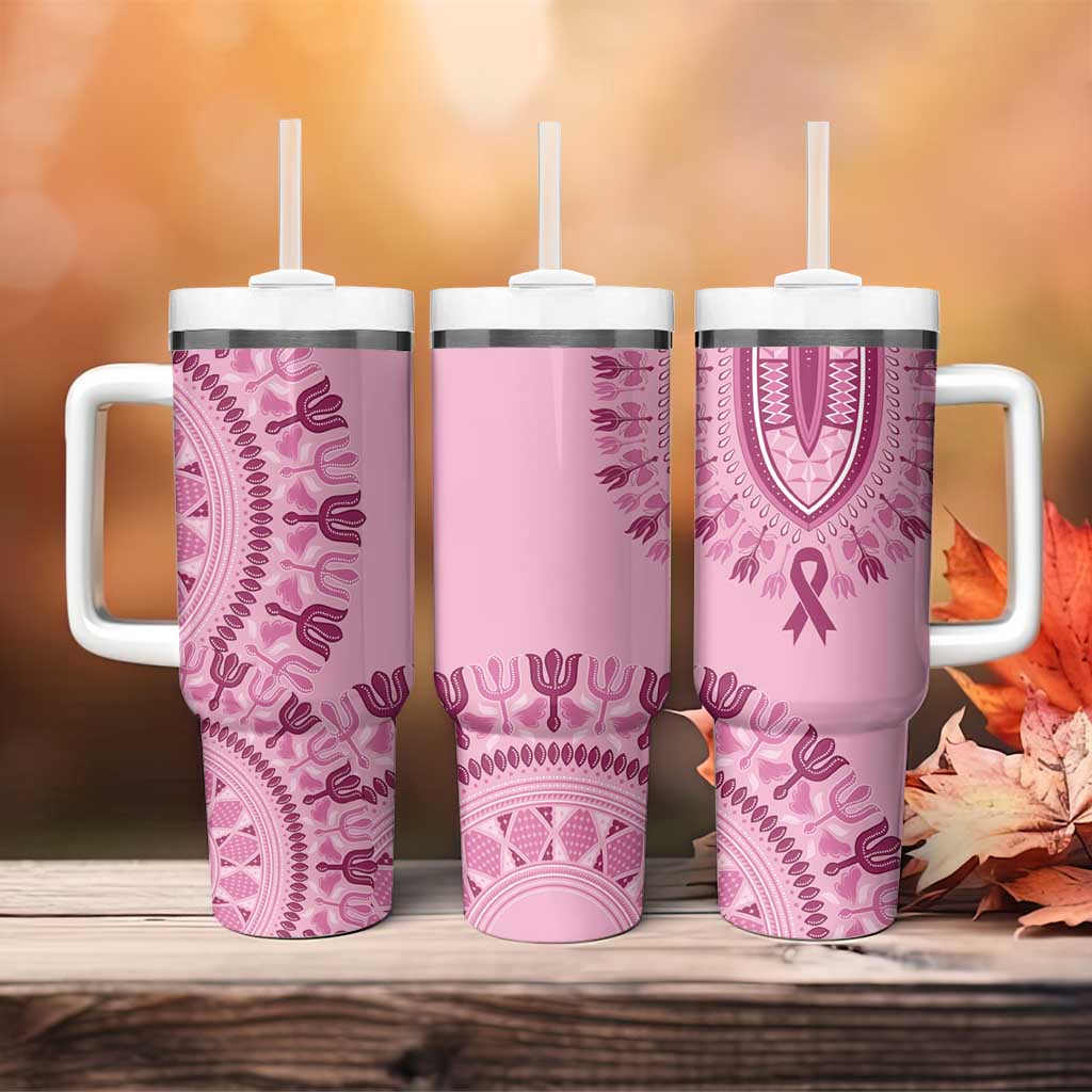 Afro Breast Cancer Awareness Dashiki Tumbler With Handle Glamorous Pink LT7