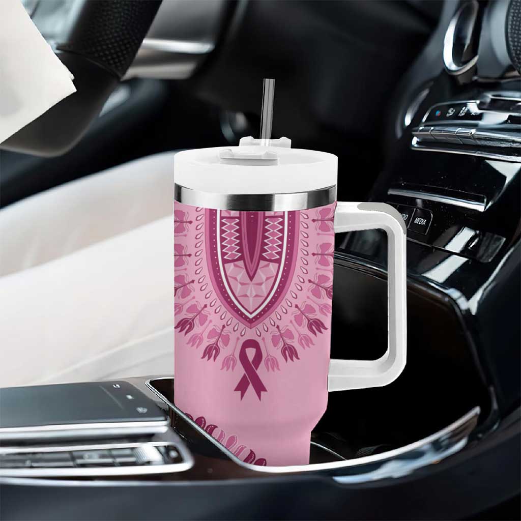 Afro Breast Cancer Awareness Dashiki Tumbler With Handle Glamorous Pink LT7