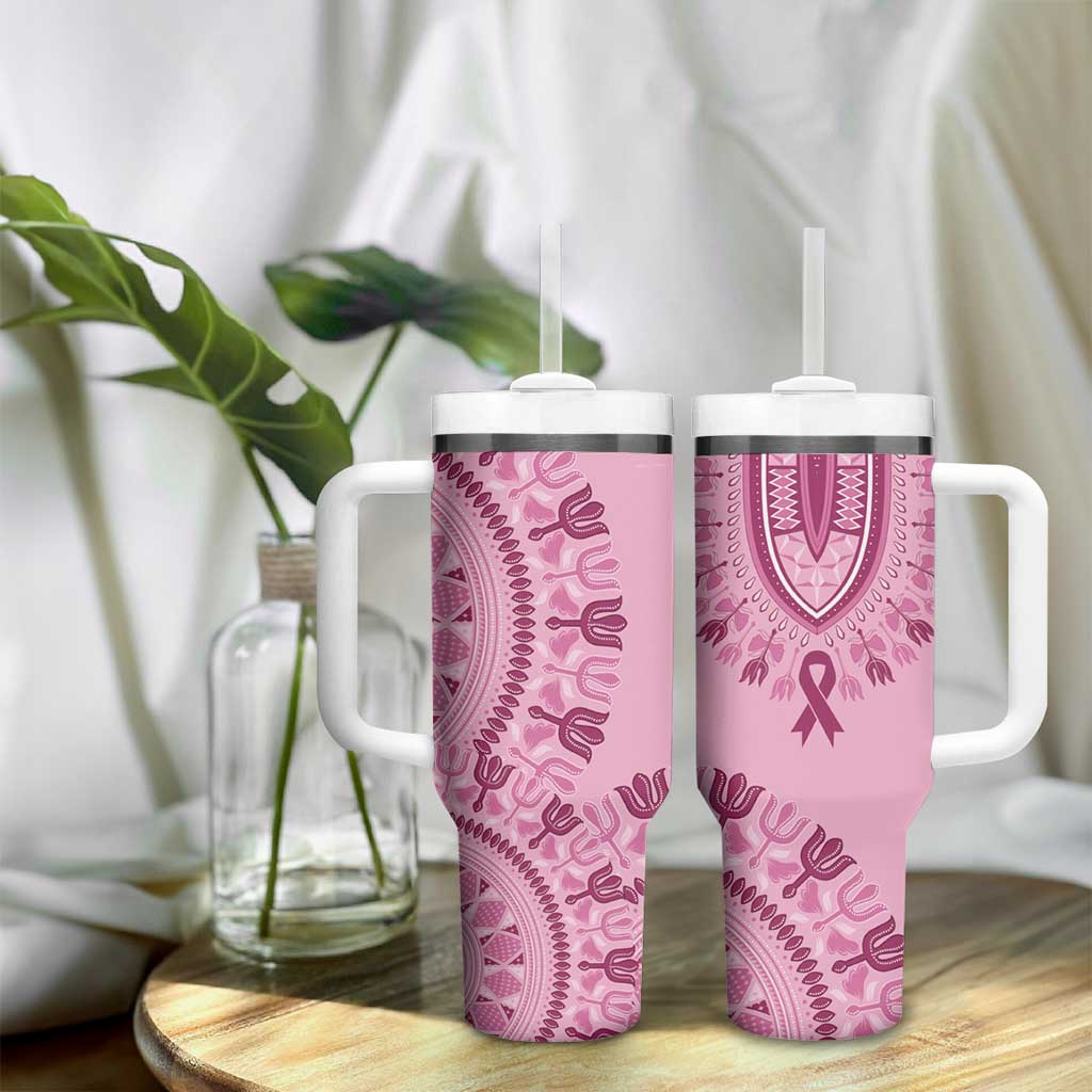 Afro Breast Cancer Awareness Dashiki Tumbler With Handle Glamorous Pink LT7