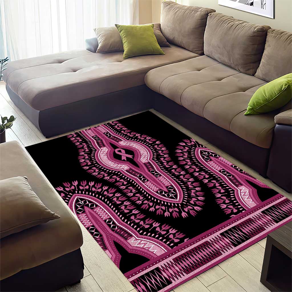 Breast Cancer Awareness Pink Ribbon Afro Area Rug Dashiki Style LT7