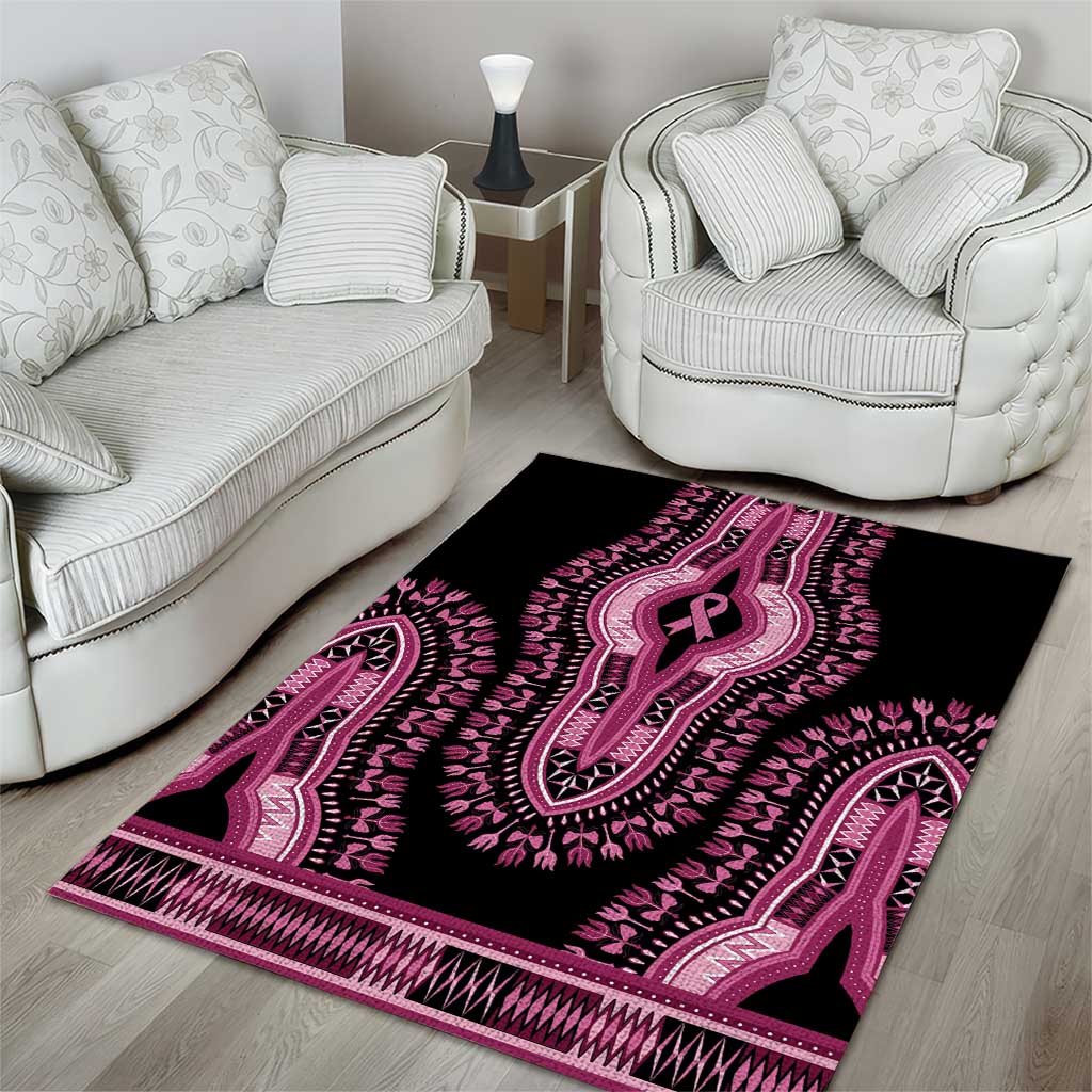 Breast Cancer Awareness Pink Ribbon Afro Area Rug Dashiki Style LT7