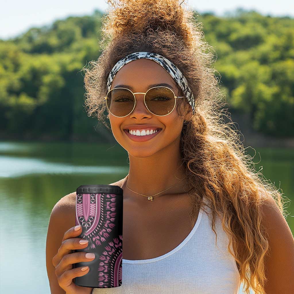 Breast Cancer Awareness Pink Ribbon Afro 4 in 1 Can Cooler Tumbler Dashiki Style LT7
