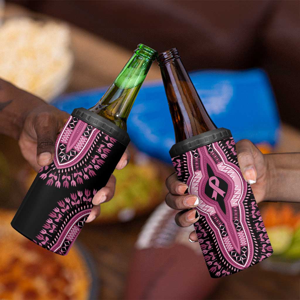 Breast Cancer Awareness Pink Ribbon Afro 4 in 1 Can Cooler Tumbler Dashiki Style LT7
