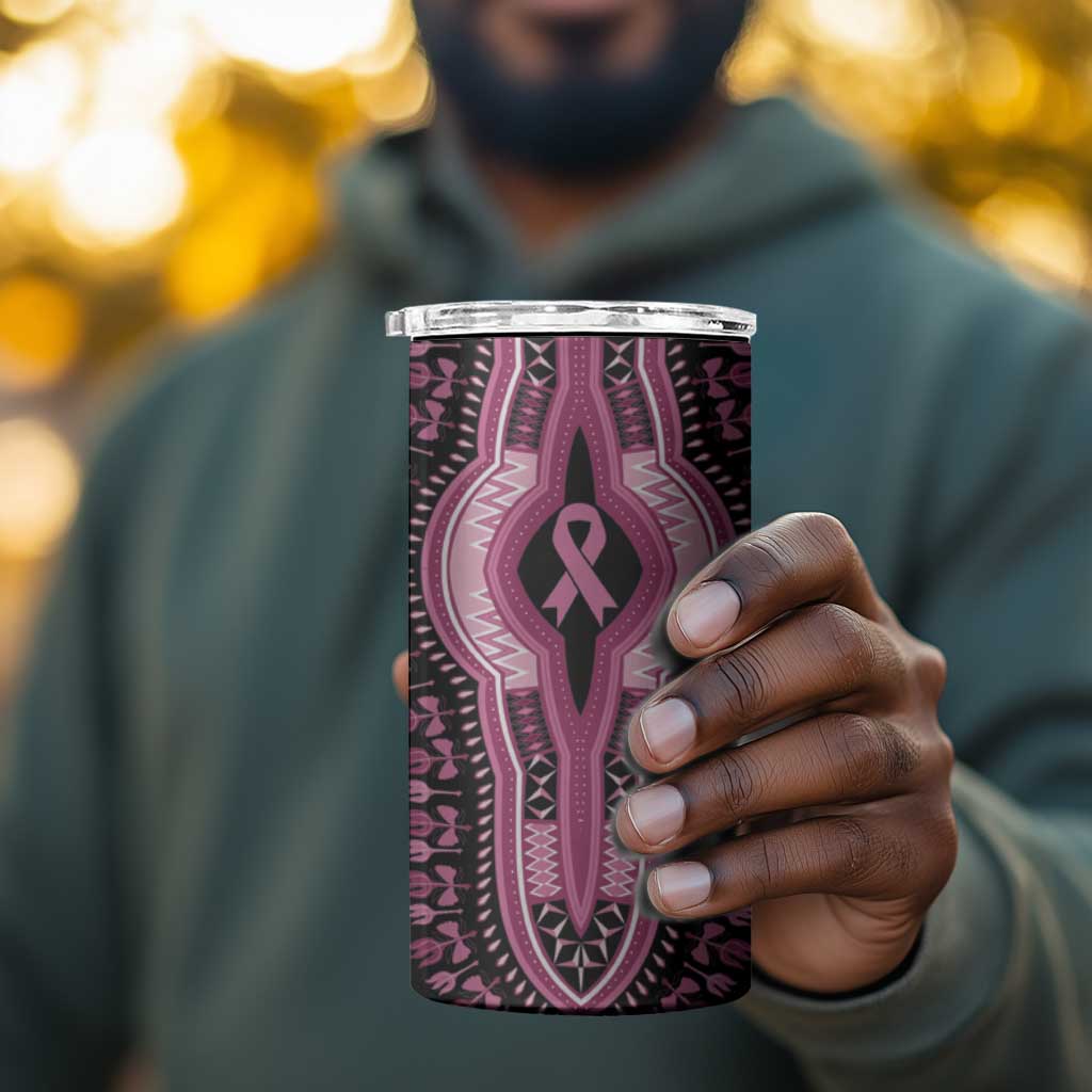 Breast Cancer Awareness Pink Ribbon Afro 4 in 1 Can Cooler Tumbler Dashiki Style LT7