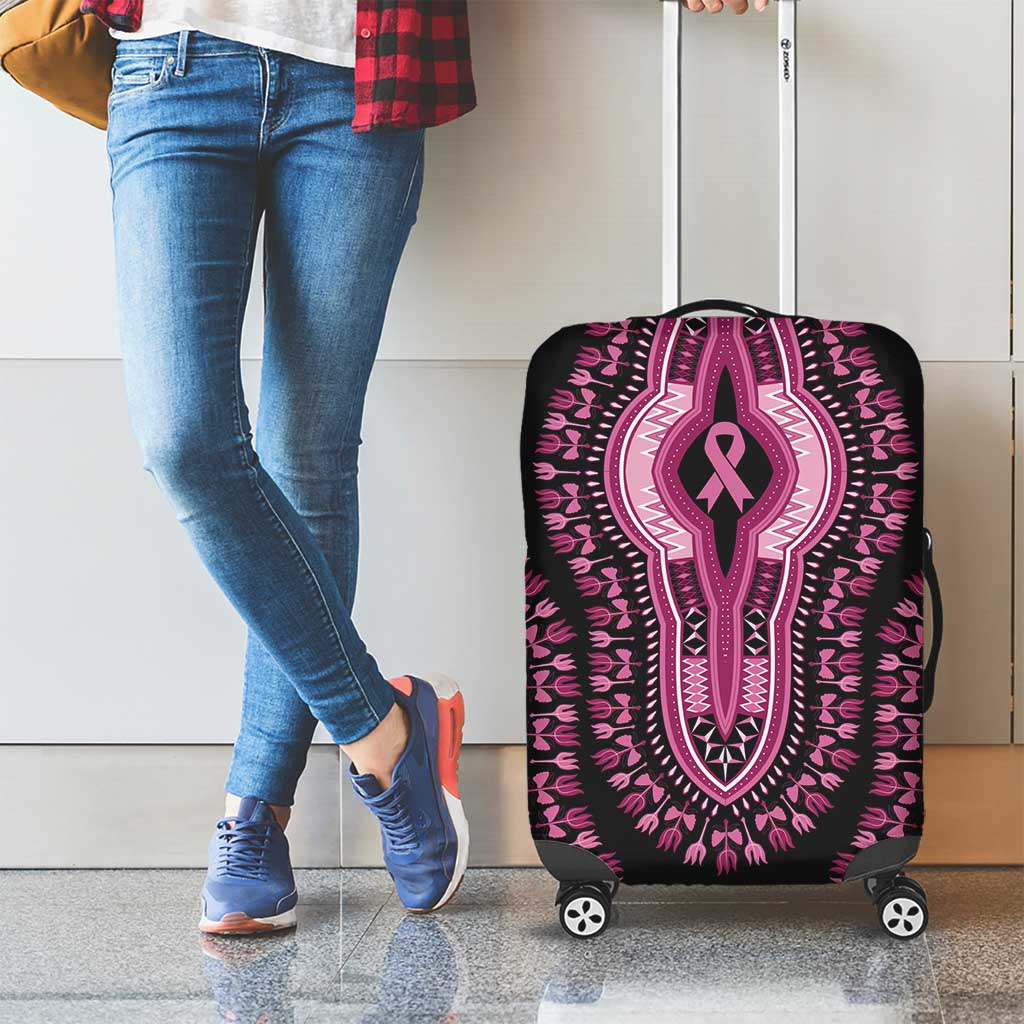 Breast Cancer Awareness Pink Ribbon Luggage Cover Dashiki Style LT7