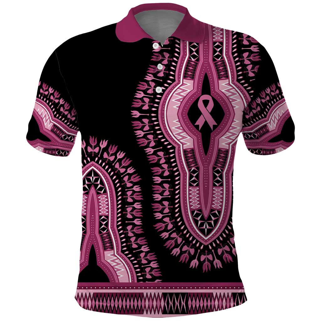 Breast Cancer Awareness Pink Ribbon Polo Shirt Dashiki Style LT7