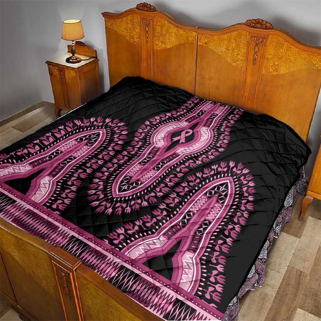 Breast Cancer Awareness Pink Ribbon Afro Quilt Dashiki Style LT7