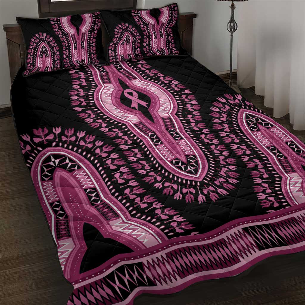 Breast Cancer Awareness Pink Ribbon Afro Quilt Bed Set Dashiki Style LT7