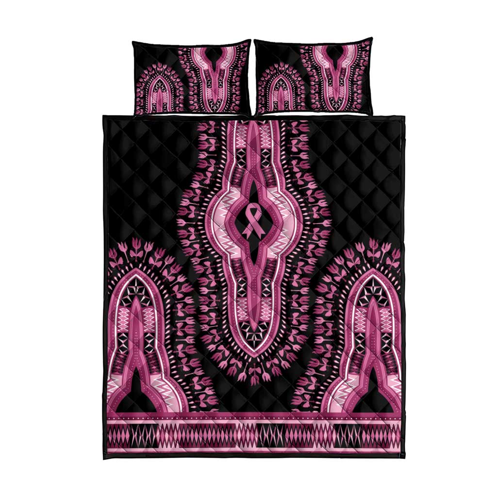 Breast Cancer Awareness Pink Ribbon Afro Quilt Bed Set Dashiki Style LT7