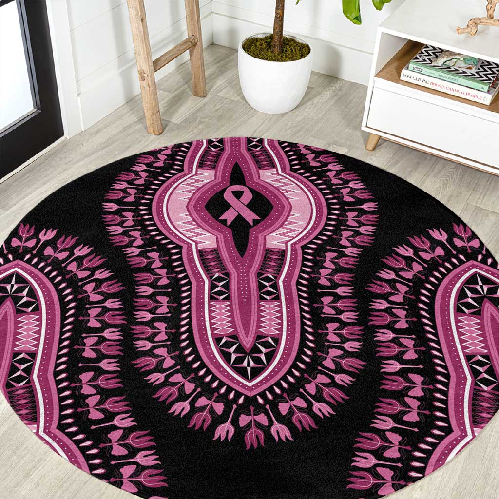 Breast Cancer Awareness Pink Ribbon Afro Round Carpet Dashiki Style LT7