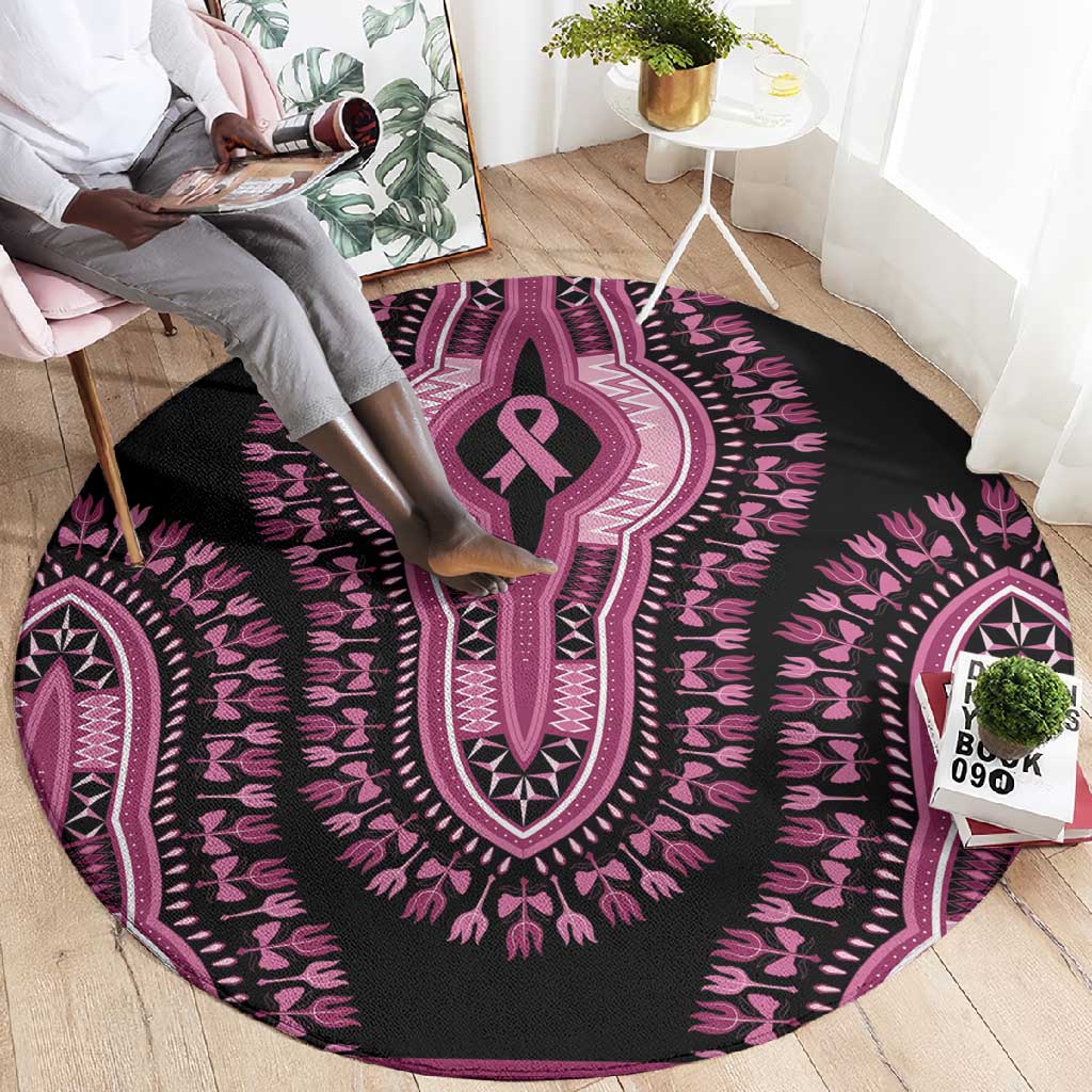 Breast Cancer Awareness Pink Ribbon Afro Round Carpet Dashiki Style LT7