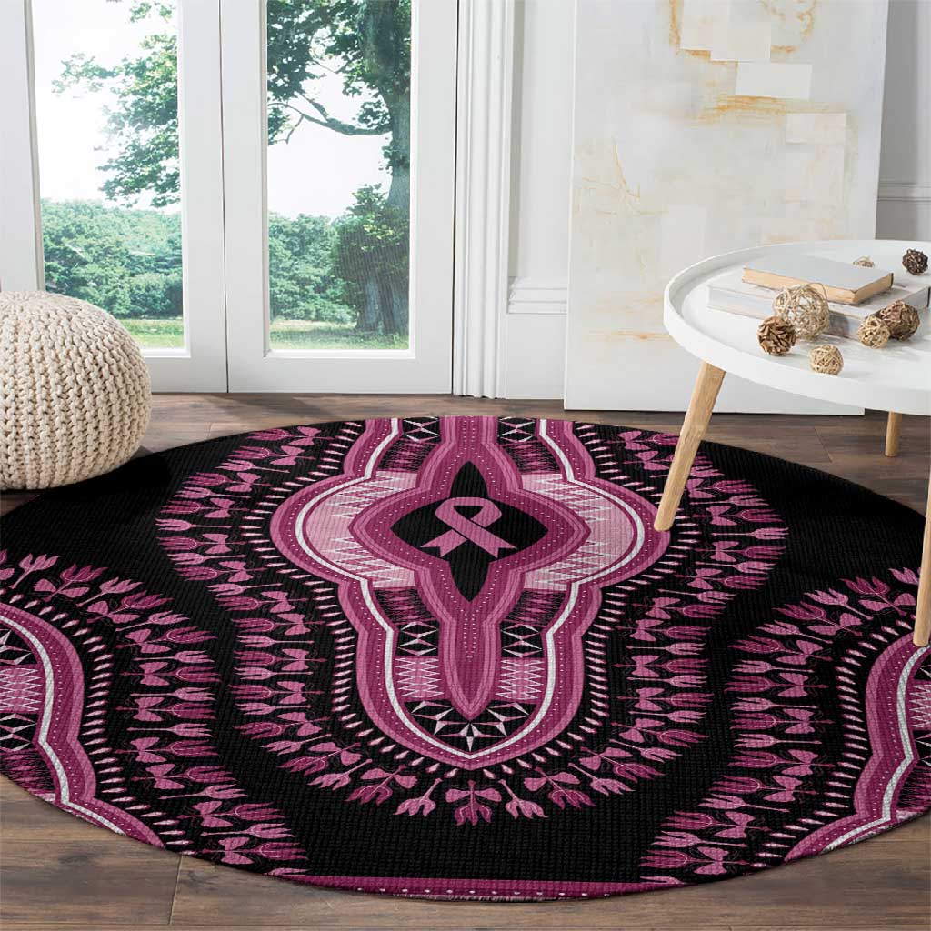 Breast Cancer Awareness Pink Ribbon Afro Round Carpet Dashiki Style LT7