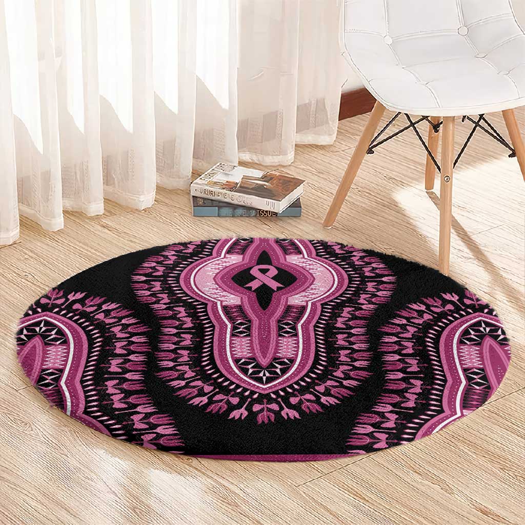 Breast Cancer Awareness Pink Ribbon Afro Round Carpet Dashiki Style LT7