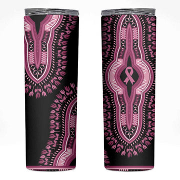 Breast Cancer Awareness Pink Ribbon Afro Skinny Tumbler Dashiki Style LT7