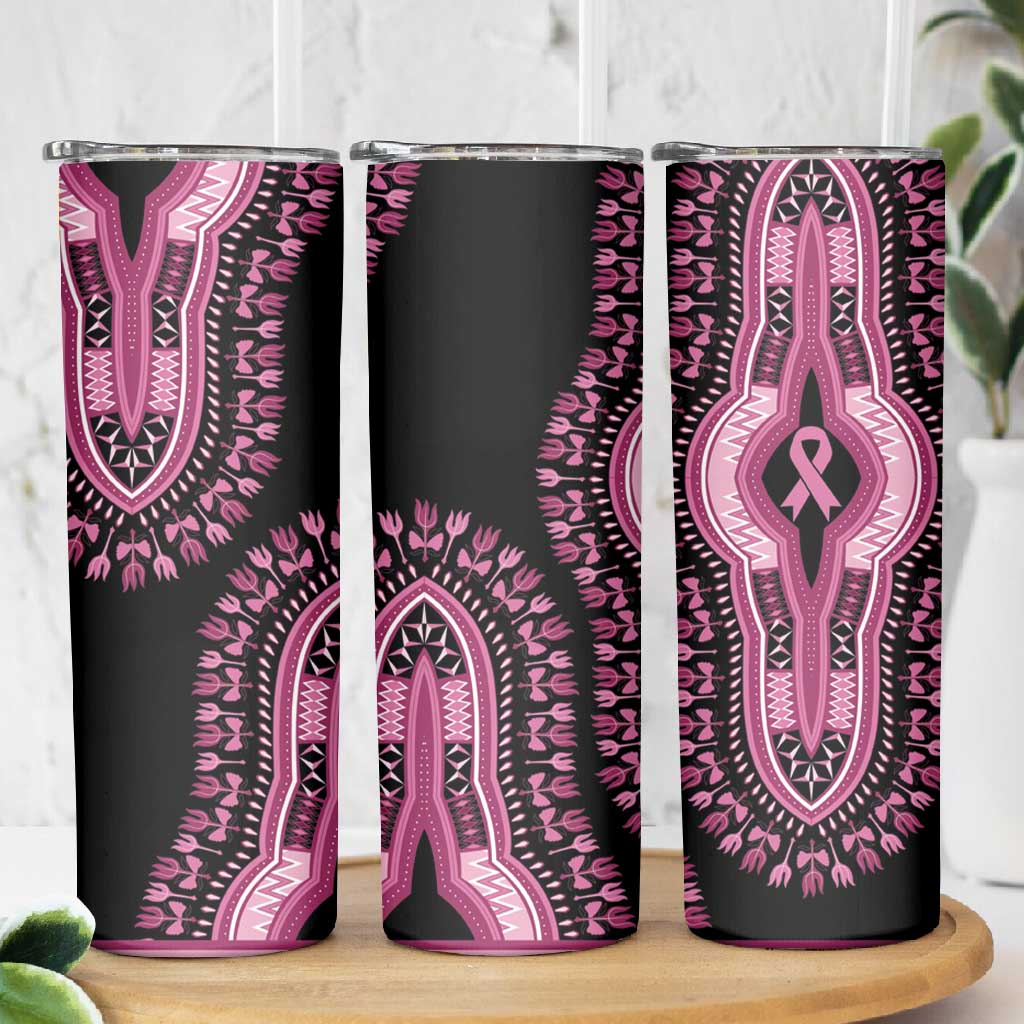 Breast Cancer Awareness Pink Ribbon Afro Skinny Tumbler Dashiki Style LT7