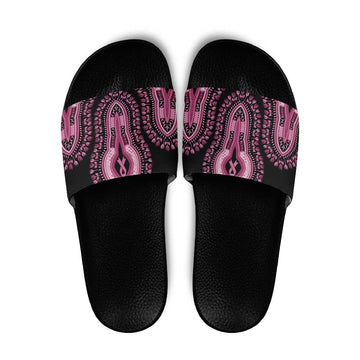 Breast Cancer Awareness Pink Ribbon Slide Sandals Dashiki Style LT7