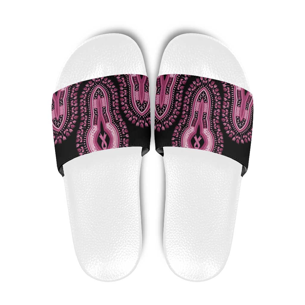 Breast Cancer Awareness Pink Ribbon Slide Sandals Dashiki Style LT7