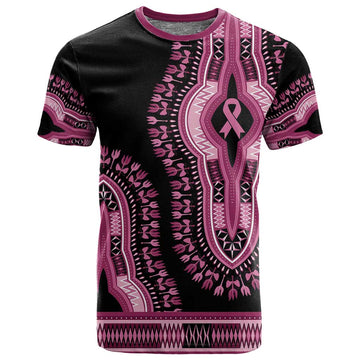Breast Cancer Awareness Pink Ribbon Afro T shirt Dashiki Style LT7
