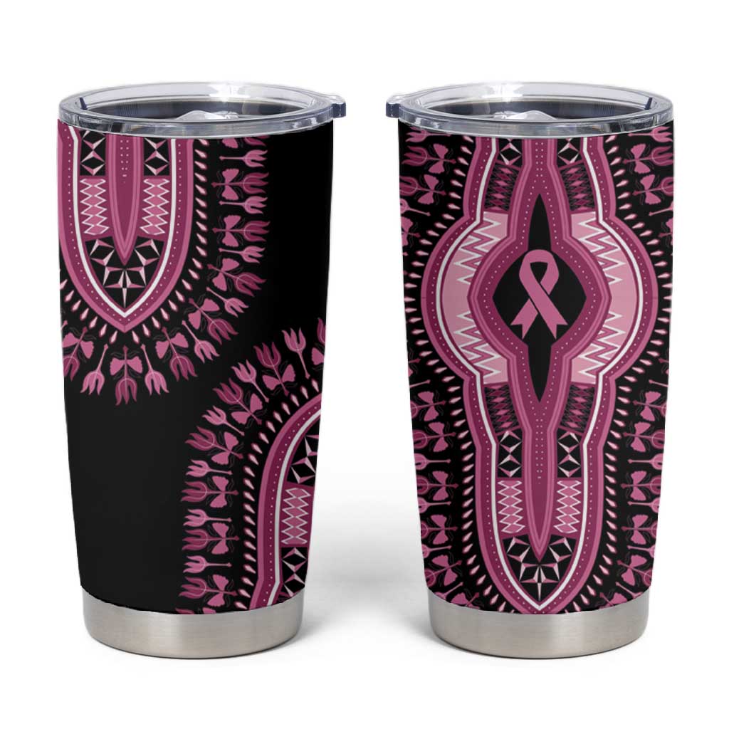 Breast Cancer Awareness Pink Ribbon Afro Tumbler Cup Dashiki Style LT7