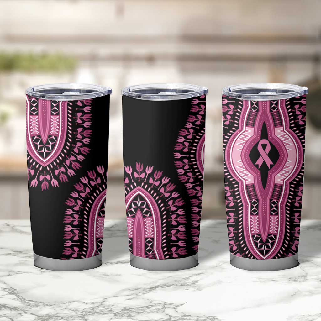 Breast Cancer Awareness Pink Ribbon Afro Tumbler Cup Dashiki Style LT7