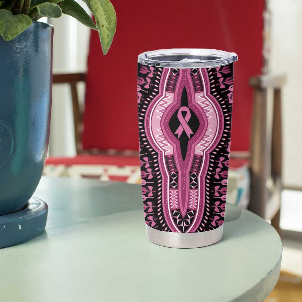 Breast Cancer Awareness Pink Ribbon Afro Tumbler Cup Dashiki Style LT7