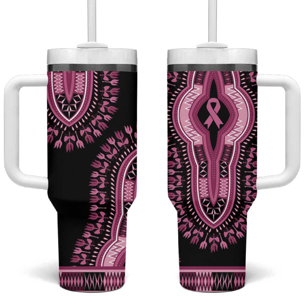 Breast Cancer Awareness Pink Ribbon Afro Tumbler With Handle Dashiki Style LT7