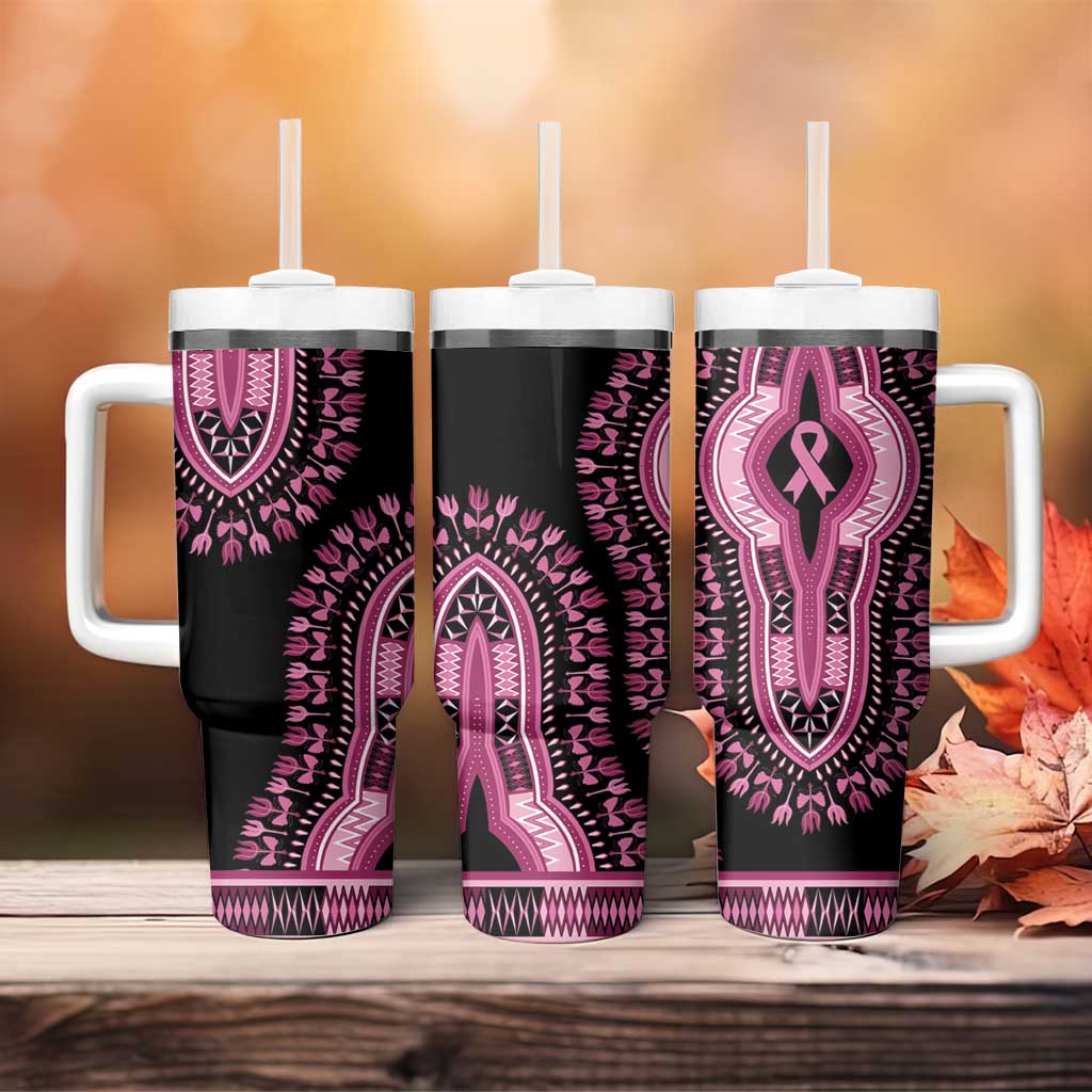 Breast Cancer Awareness Pink Ribbon Afro Tumbler With Handle Dashiki Style LT7