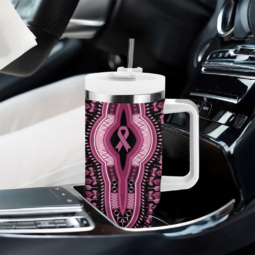 Breast Cancer Awareness Pink Ribbon Afro Tumbler With Handle Dashiki Style LT7