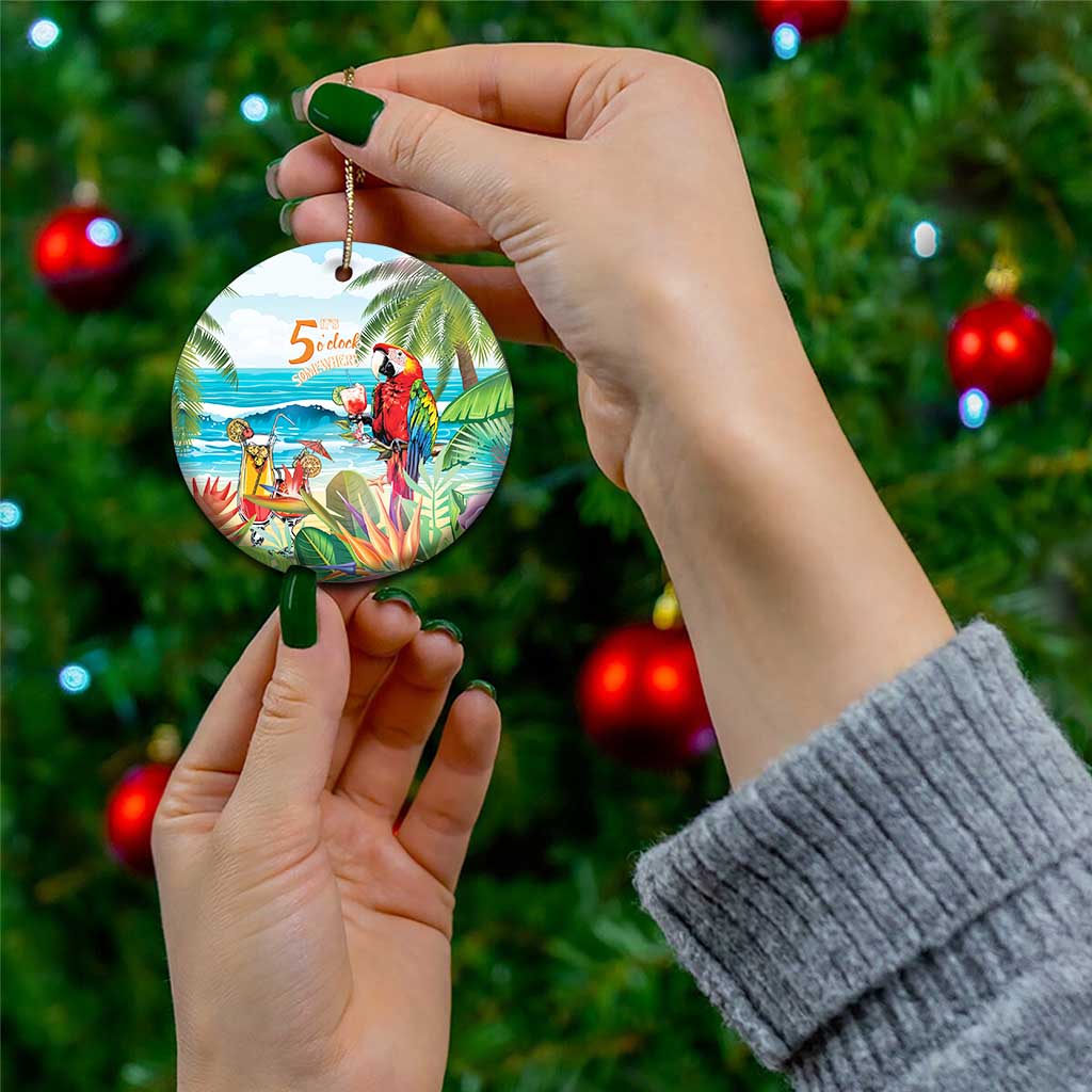 Aloha Hawaii Christmas Ceramic Ornament It's 5 o'clock Somewhere LT7