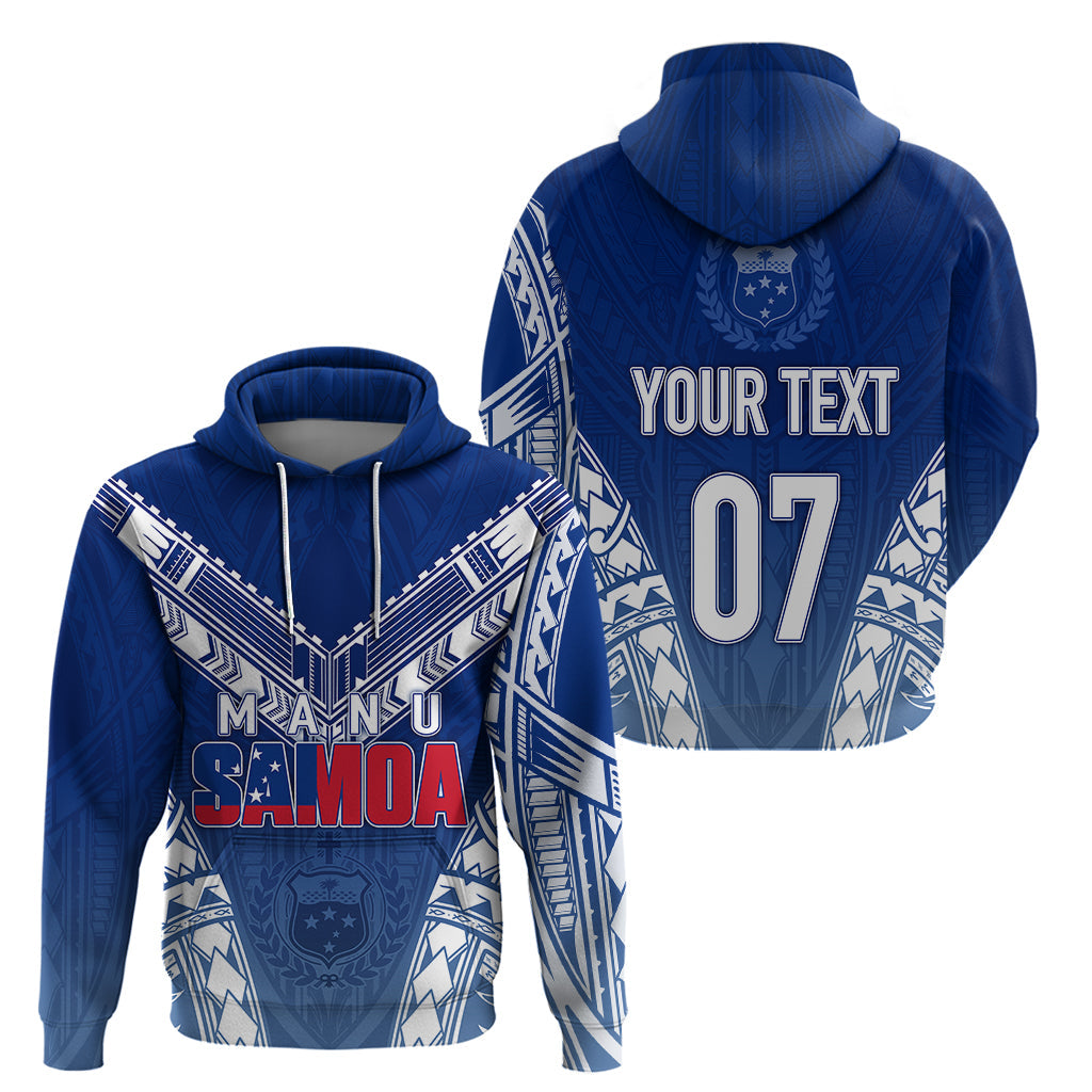 Custom Samoa Rugby Hoodie Manu Samoa Gradient Blue LT7