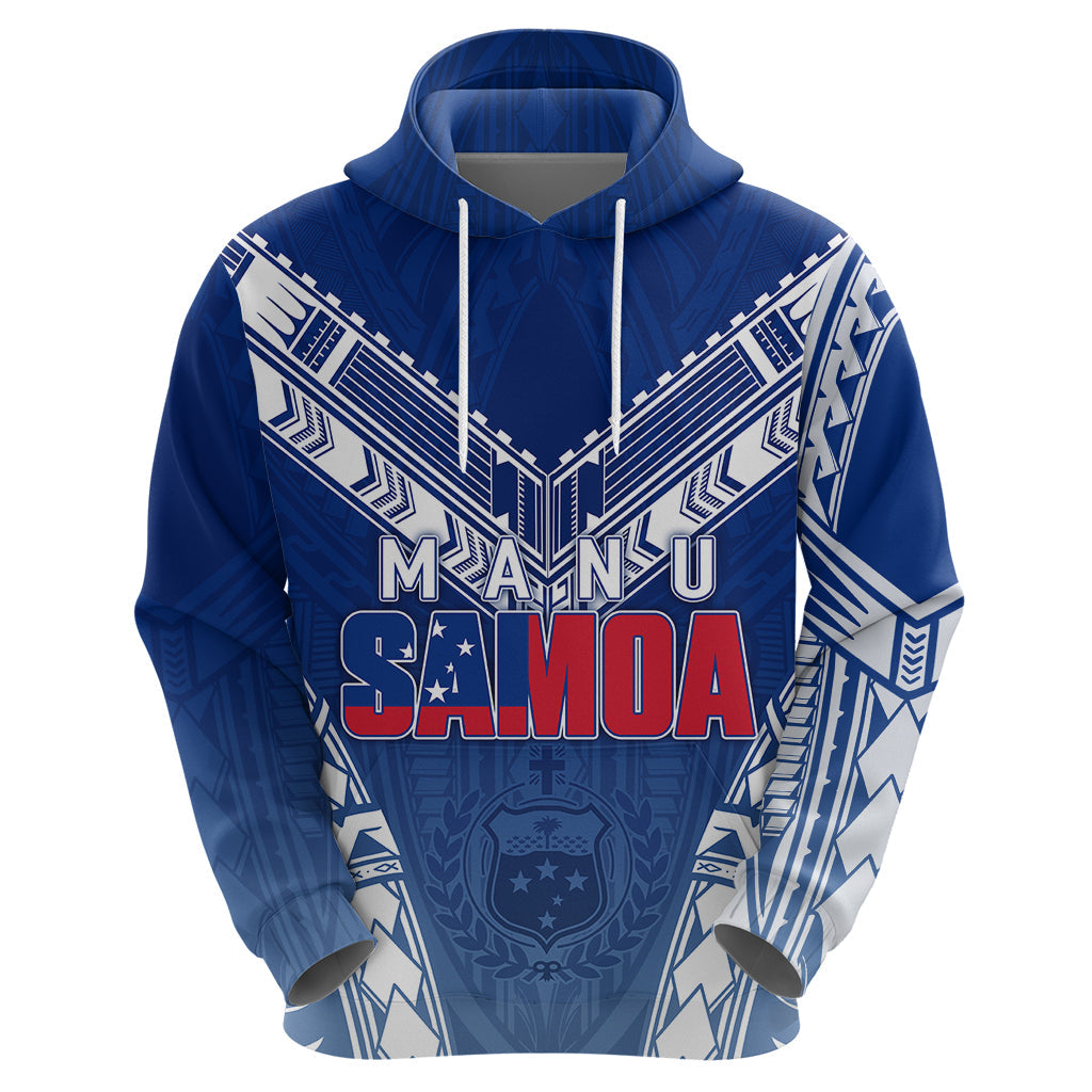 Custom Samoa Rugby Hoodie Manu Samoa Gradient Blue LT7